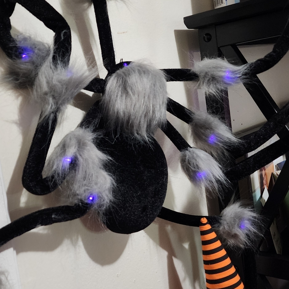 Black and Gray Furry Spider Decor